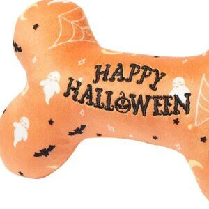 NWT, Frisco Halloween All the Ghouls Love Me Bone, Plush Squeaky Dog Toy, Orange